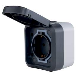 1289785 - Feuchtraum-AP Steckdose grau AquaStorm IP55/IP44