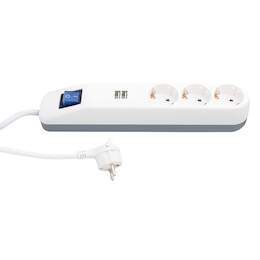 1252710 - Steckdosenleiste ICE 3-fach mit Schalter 2xUSB weiß/grau